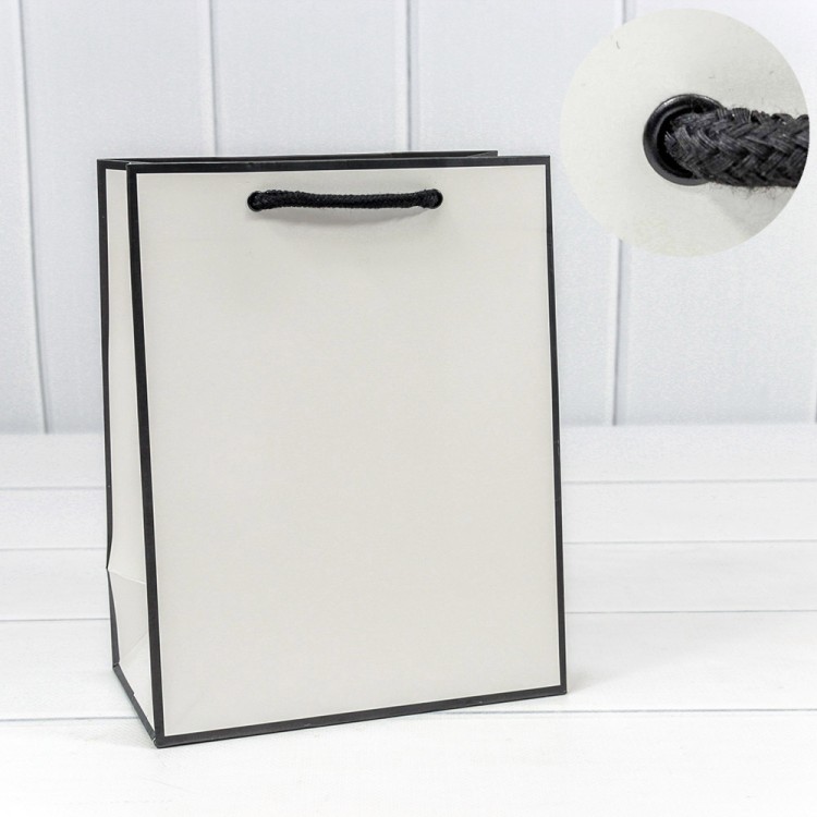 Пакет подарочный "Рамка узкая" Белый/Чёрный 18*23*10 230г 1/20 1/360 Арт: 000201E