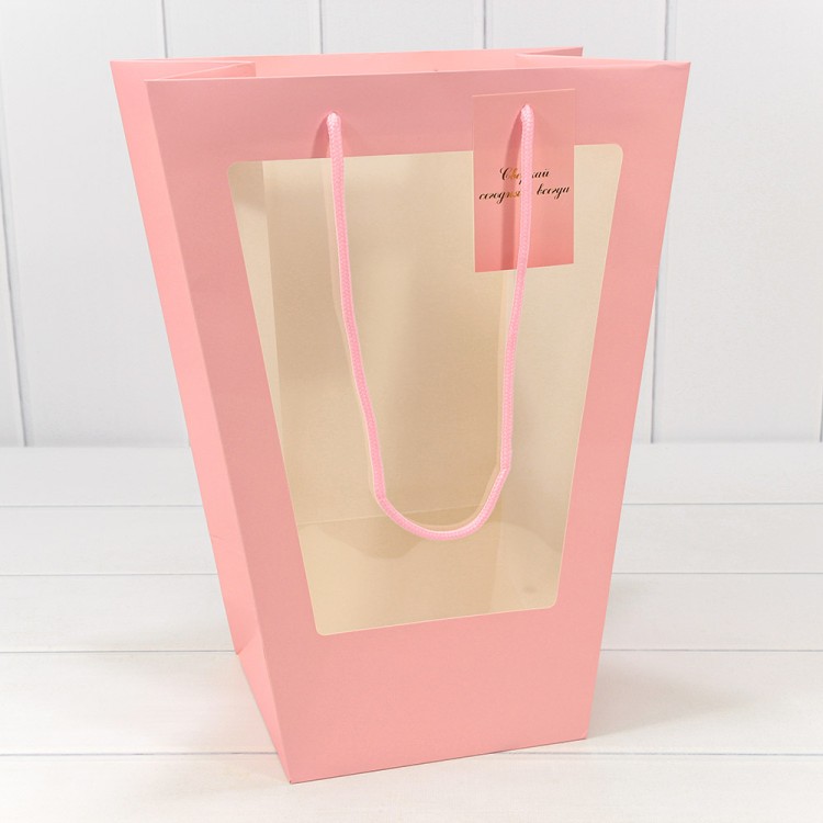 Пакет подарочный с окошком Розовый 17*28*37 210г 1/10 1/240 Арт: 000207Q/26