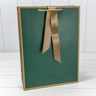 Пакет подарочный с лентой 31*42*12 210г Зелёный 1/10 1/80 Арт: 000505A/15 - Пакет подарочный с лентой 31*42*12 210г Зелёный 1/10 1/80 Арт: 000505A/15
