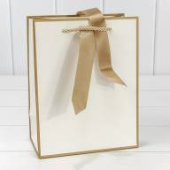 Пакет подарочный с лентой 18*23*10 210г Белый 1/10 1/160 Арт: 000504E/1 - Пакет подарочный с лентой 18*23*10 210г Белый 1/10 1/160 Арт: 000504E/1