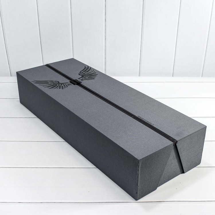 Коробка Прямоугольная 64,5*25*12 деревянная с атласной тканью "Крылья" Серый 1/10 Арт: 720-572/2