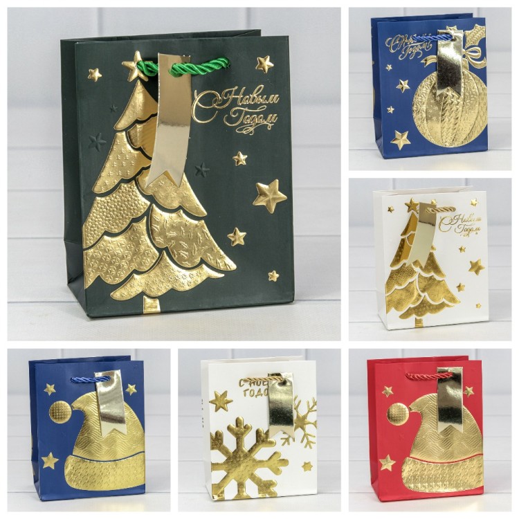 Пакет подарочный "Новый год" (микс 403) 12*15*6,7 210г 1/20 1/480 Арт: 300403H