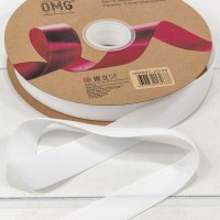 Лента Бархат 2,5см*25ярд Белый 1/13 1/52 Арт: 592-25/49