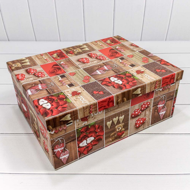 Коробки Прямоугольные Набор 1/15 42,5*33*17,6 "Коллаж из сердец" 1/2 Арт: 721902/1216