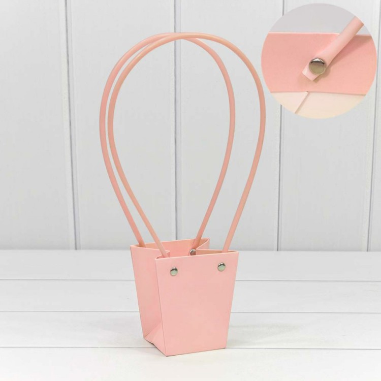 Пакет подарочный "Ваза для цветов" 10*9*6,5 260г Розовый-2 1/10 1/300 Арт: 000171J/33